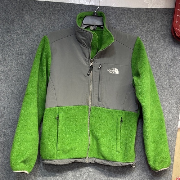 The North Face Polartec Denali Fleece Green And Grey Full Zip Up Coat S